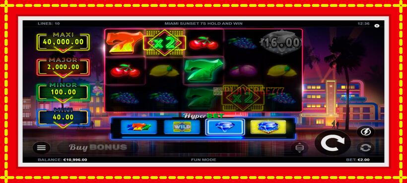 Slot machine Miami Sunset 7s Hold and Win with access to free game online, picture 3