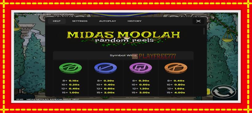 Slot machine Midas Moolah Random Reels with access to free game online, picture 6