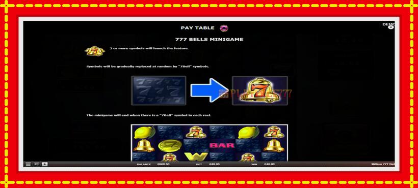 Slot machine Million 777 Bells with access to free game online, picture 6