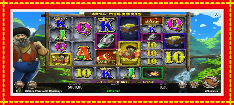 Slot machine Miniera dOro Mania Megaways with access to free game online, picture 2