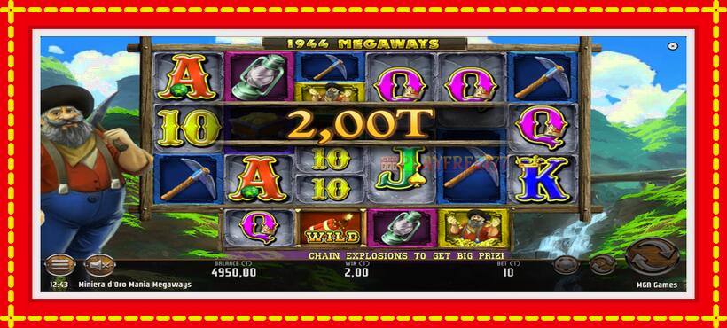 Slot machine Miniera dOro Mania Megaways with access to free game online, picture 3