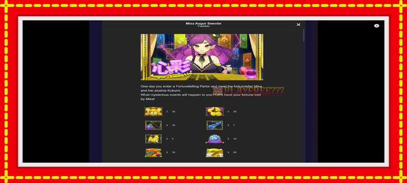 Slot machine Misa Augur Sweetie with access to free game online, picture 5