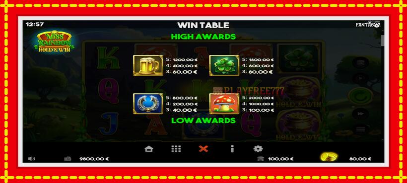 Slot machine Miss Rainbow: Hold & Win with access to free game online, picture 5