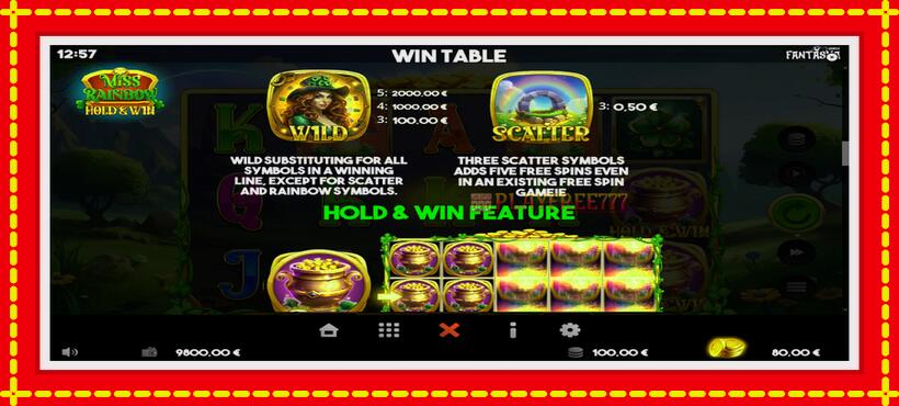 Slot machine Miss Rainbow: Hold & Win with access to free game online, picture 6