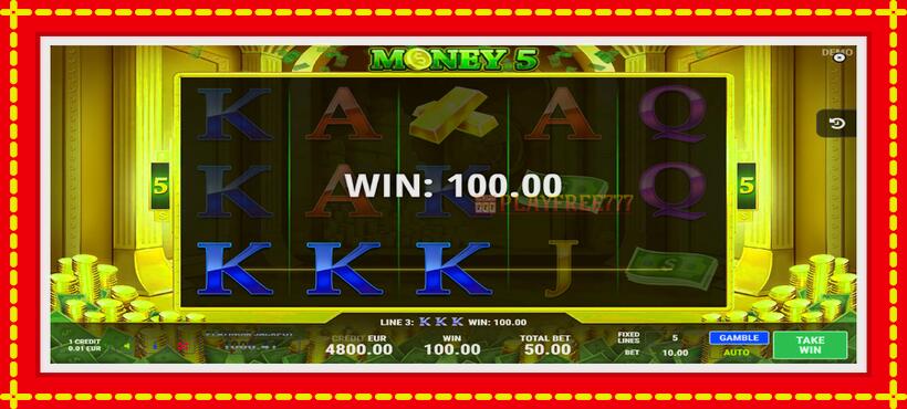 Slot machine Money 5 with access to free game online, picture 2