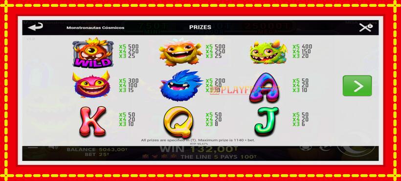 Slot machine Monstronautas Cosmicos with access to free game online, picture 5