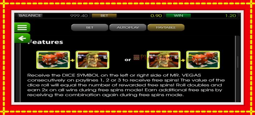 Slot machine Mr. Vegas with access to free game online, picture 4