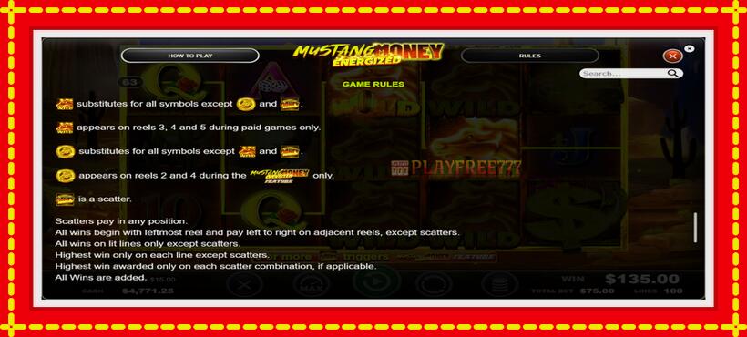 Slot machine Mustang Money Energized with access to free game online, picture 7