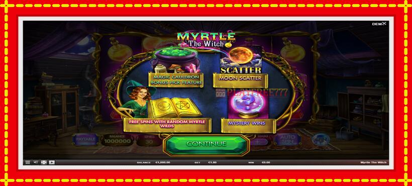 Slot machine Myrtle the Witch with access to free game online, picture 1