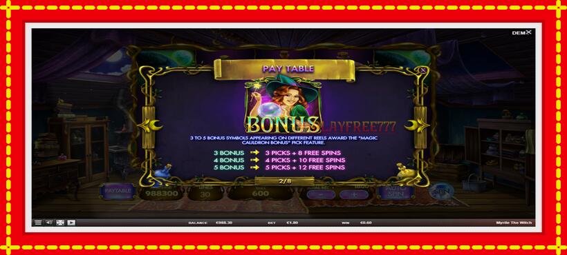 Slot machine Myrtle the Witch with access to free game online, picture 6