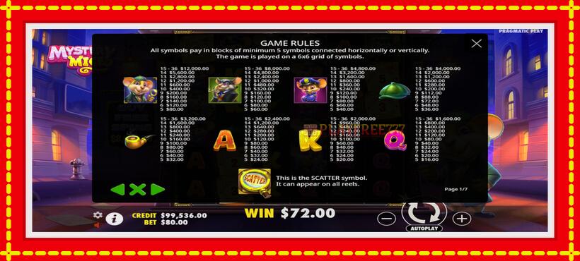 Slot machine Mystery Mice with access to free game online, picture 5