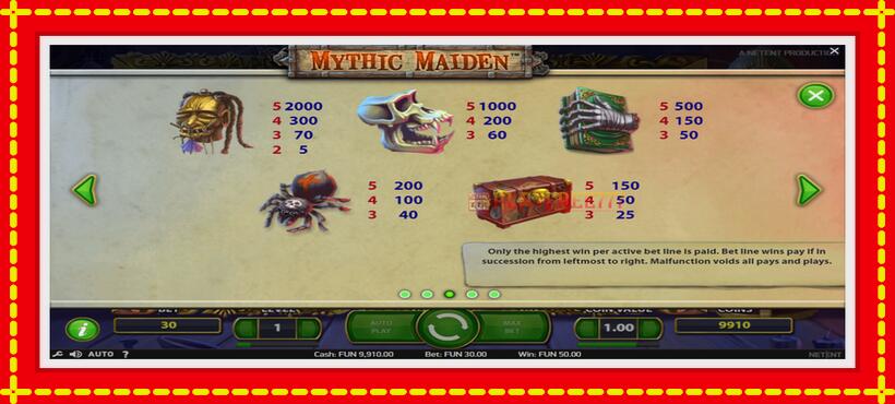 Slot machine Mythic Maiden with access to free game online, picture 6