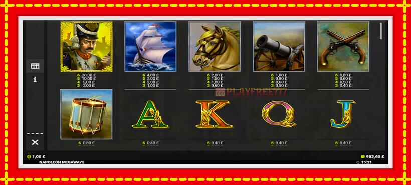 Slot machine Napoleon Megaways with access to free game online, picture 6