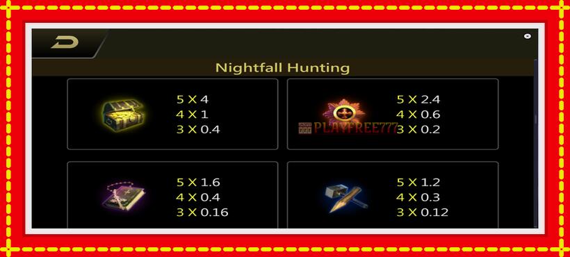 Slot machine Nightfall Hunting with access to free game online, picture 5