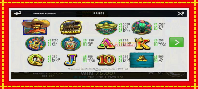 Slot machine O Bandido Explosivo with access to free game online, picture 5