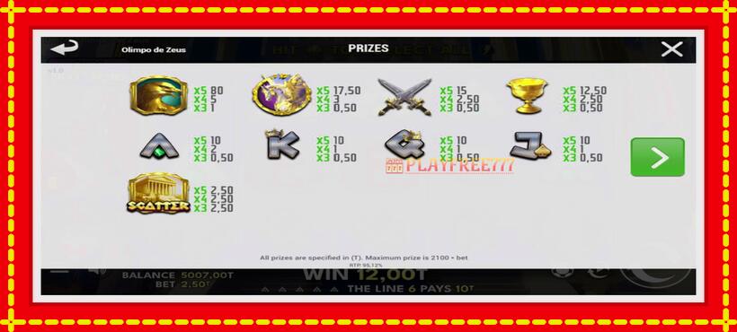 Slot machine Olimpo de Zeus with access to free game online, picture 4