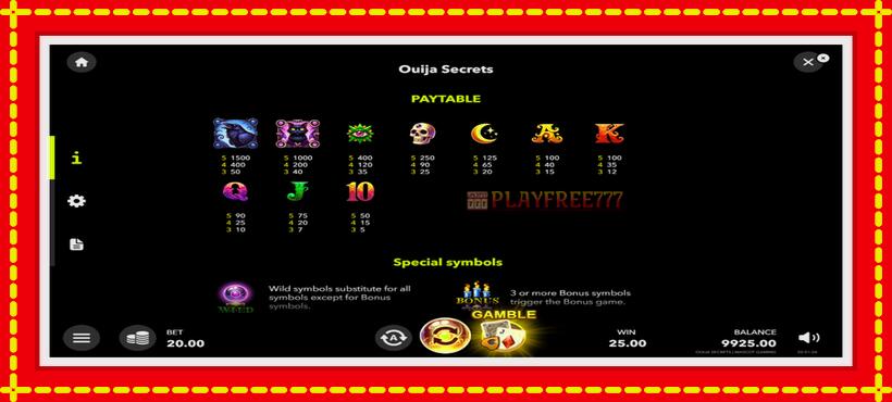 Slot machine Ouija Secrets with access to free game online, picture 5