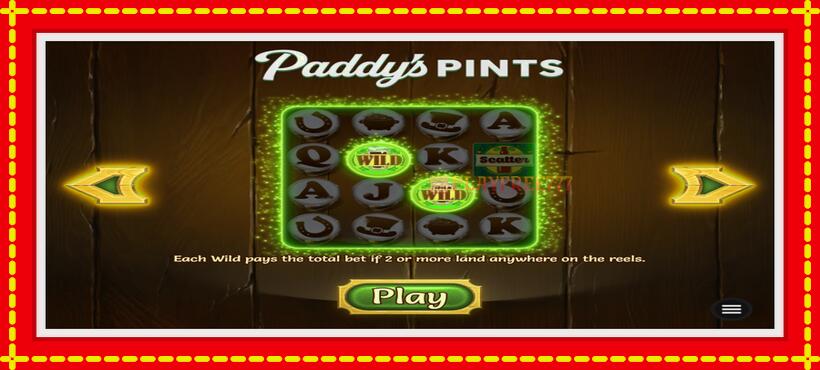 Slot machine Paddys Pints with access to free game online, picture 1