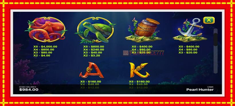 Slot machine Pearl Hunter with access to free game online, picture 6