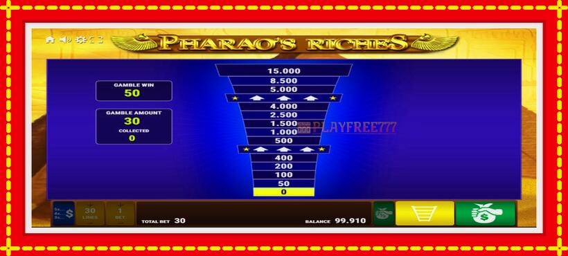 Slot machine Pharaos Riches with access to free game online, picture 3