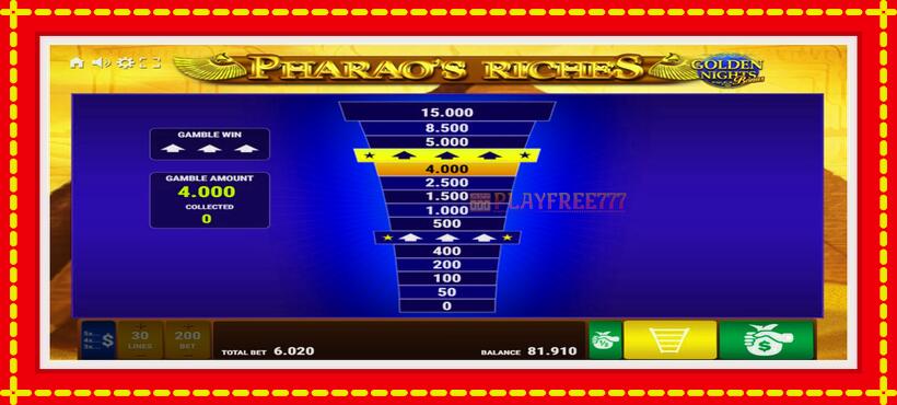 Slot machine Pharaos Riches Golden Nights with access to free game online, picture 4