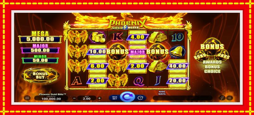 Slot machine Phoenix Gold Blitz with access to free game online, picture 2