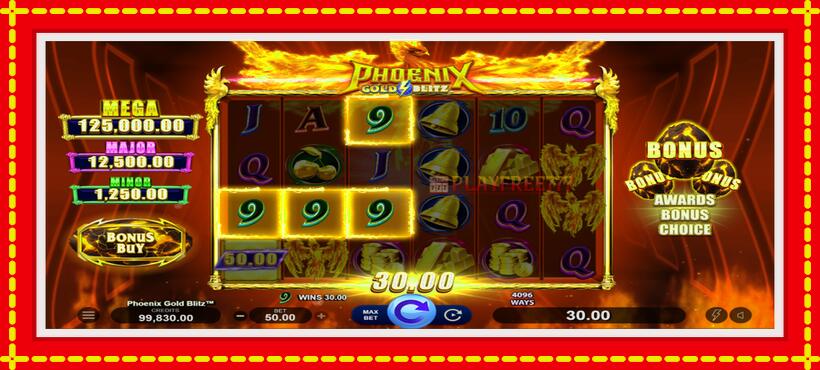 Slot machine Phoenix Gold Blitz with access to free game online, picture 3