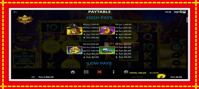 Slot machine Pirate Multi Coins with access to free game online, picture 5