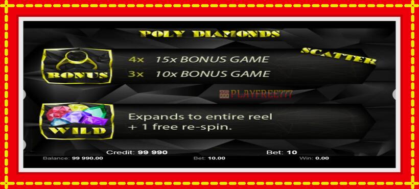 Slot machine Poly Diamonds with access to free game online, picture 5