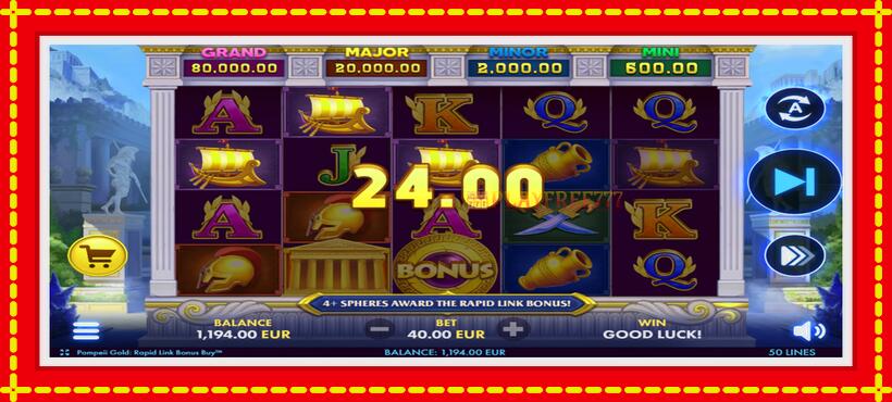 Slot machine Pompeii Gold Rapid Link Bonus Buy with access to free game online, picture 3