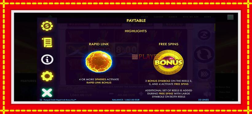 Slot machine Pompeii Gold Rapid Link Bonus Buy with access to free game online, picture 5