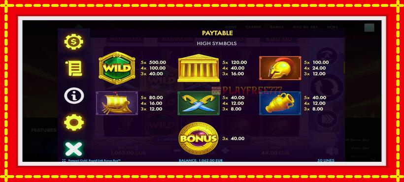 Slot machine Pompeii Gold Rapid Link Bonus Buy with access to free game online, picture 6