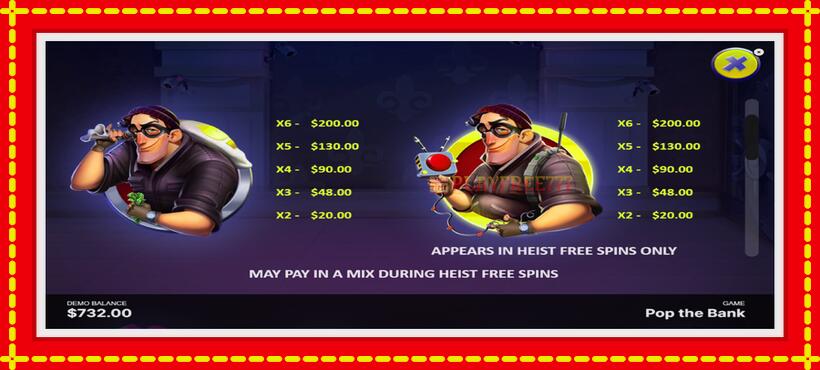 Slot machine Pop the Bank with access to free game online, picture 5