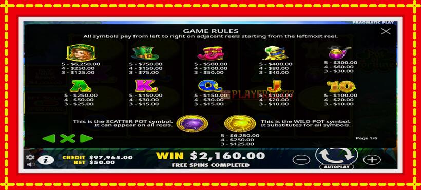 Slot machine Pot of Fortune with access to free game online, picture 5