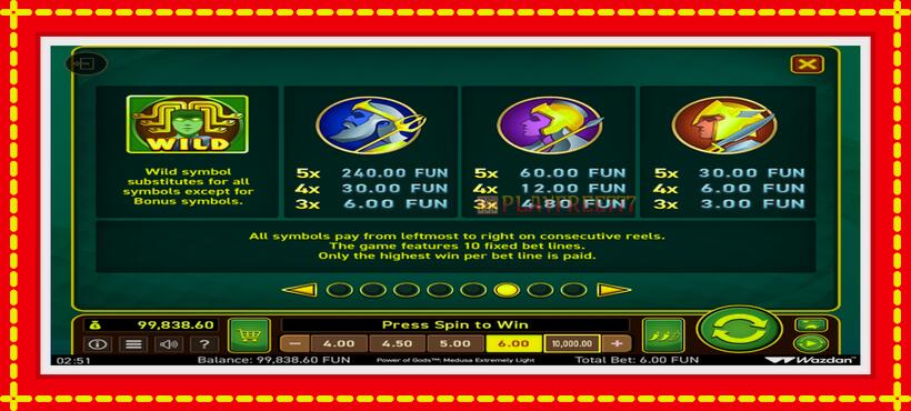 Slot machine Power of Gods: Medusa Extremely Light with access to free game online, picture 6