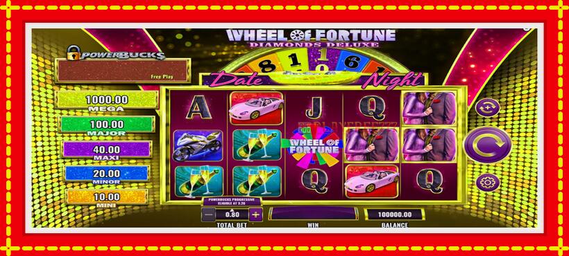 Slot machine PowerBucks Wheel of Fortune Diamonds Deluxe Date Night with access to free game online, picture 2