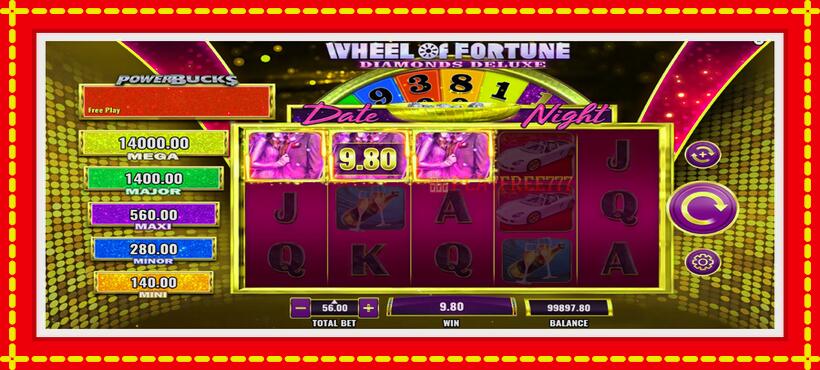 Slot machine PowerBucks Wheel of Fortune Diamonds Deluxe Date Night with access to free game online, picture 3