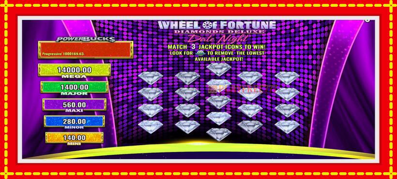 Slot machine PowerBucks Wheel of Fortune Diamonds Deluxe Date Night with access to free game online, picture 4