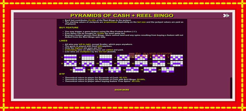 Slot machine Pyramids of Cash with Reel Bingo with access to free game online, picture 6