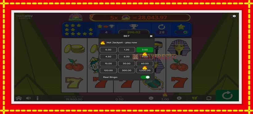 Slot machine Pyramids of Cash with Reel Bingo with access to free game online, picture 7