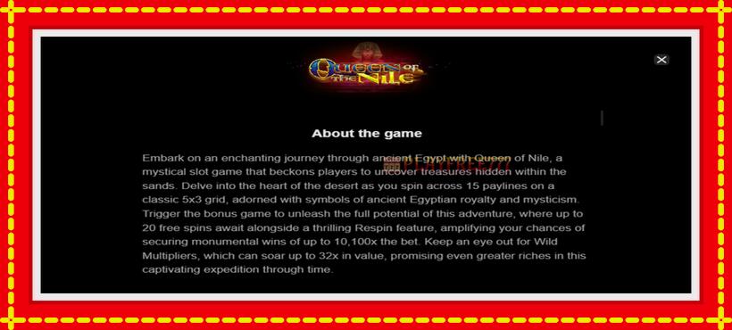 Slot machine Queen of the Nile with access to free game online, picture 4