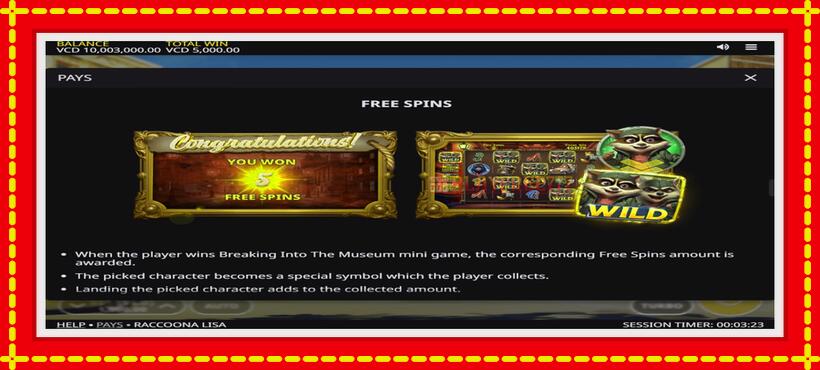 Slot machine Raccoona Lisa with access to free game online, picture 6