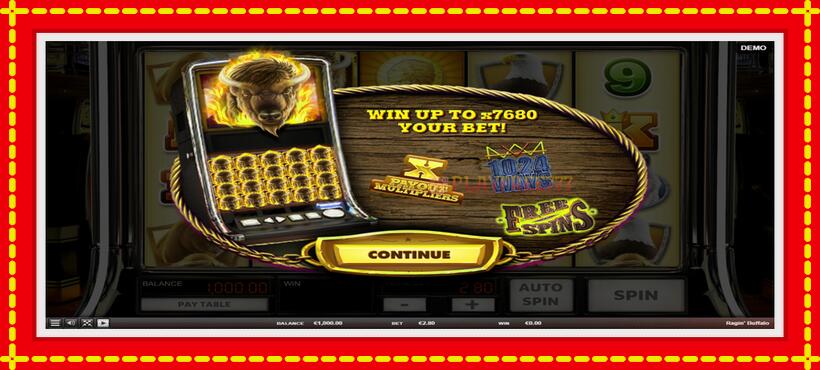 Slot machine Ragin Buffalo with access to free game online, picture 1