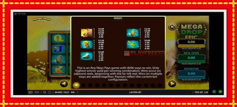 Slot machine Raging Rhino Ultra with access to free game online, picture 3