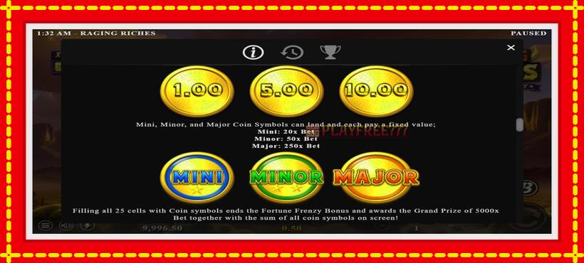 Slot machine Raging Riches with access to free game online, picture 6