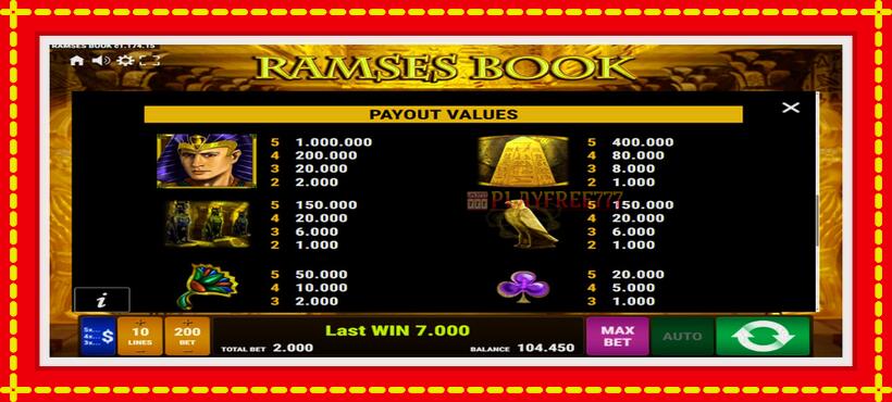 Slot machine Ramses Book with access to free game online, picture 7