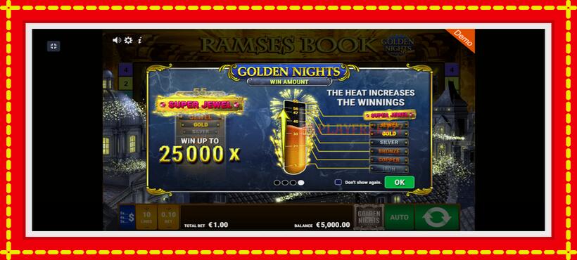 Slot machine Ramses Book Golden Nights with access to free game online, picture 1