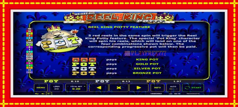 Slot machine Reel King Potty with access to free game online, picture 4