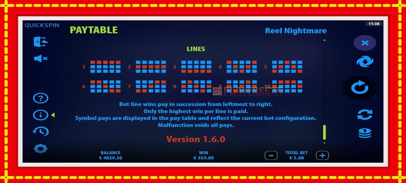 Slot machine Reel Nightmare with access to free game online, picture 7