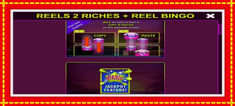 Slot machine Reels 2 Riches with Reel Bingo with access to free game online, picture 5